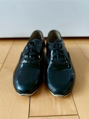 Kids Black Patent Leather Tap Dance Lace Shoes Oxford Balera Dancewear Size 12.5
